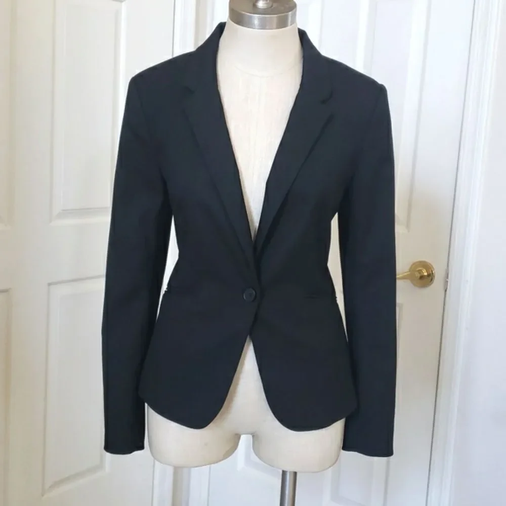 H&M Black Hourglass Tailored Blazer Jacket Size 8 Business Career
